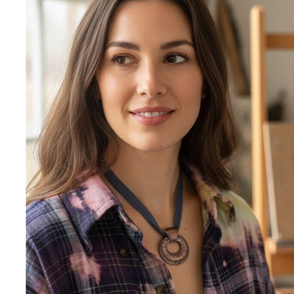 Handmade/Upcycled vintage copper tone pendant necklace